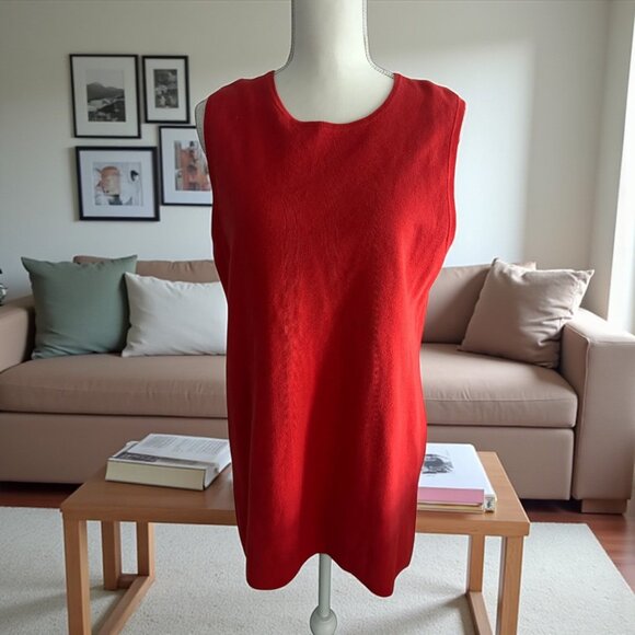 LAUREN RALPH LAUREN Orange Knit Back Zip Tank Top Size Large - Picture 1 of 7